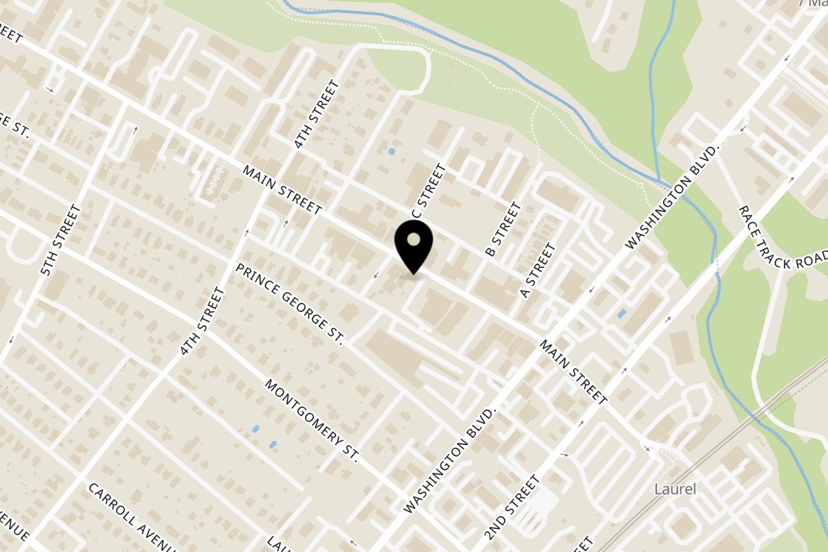 Map showing the location of CaribeExpress Laurel on 338 Main St in Laurel